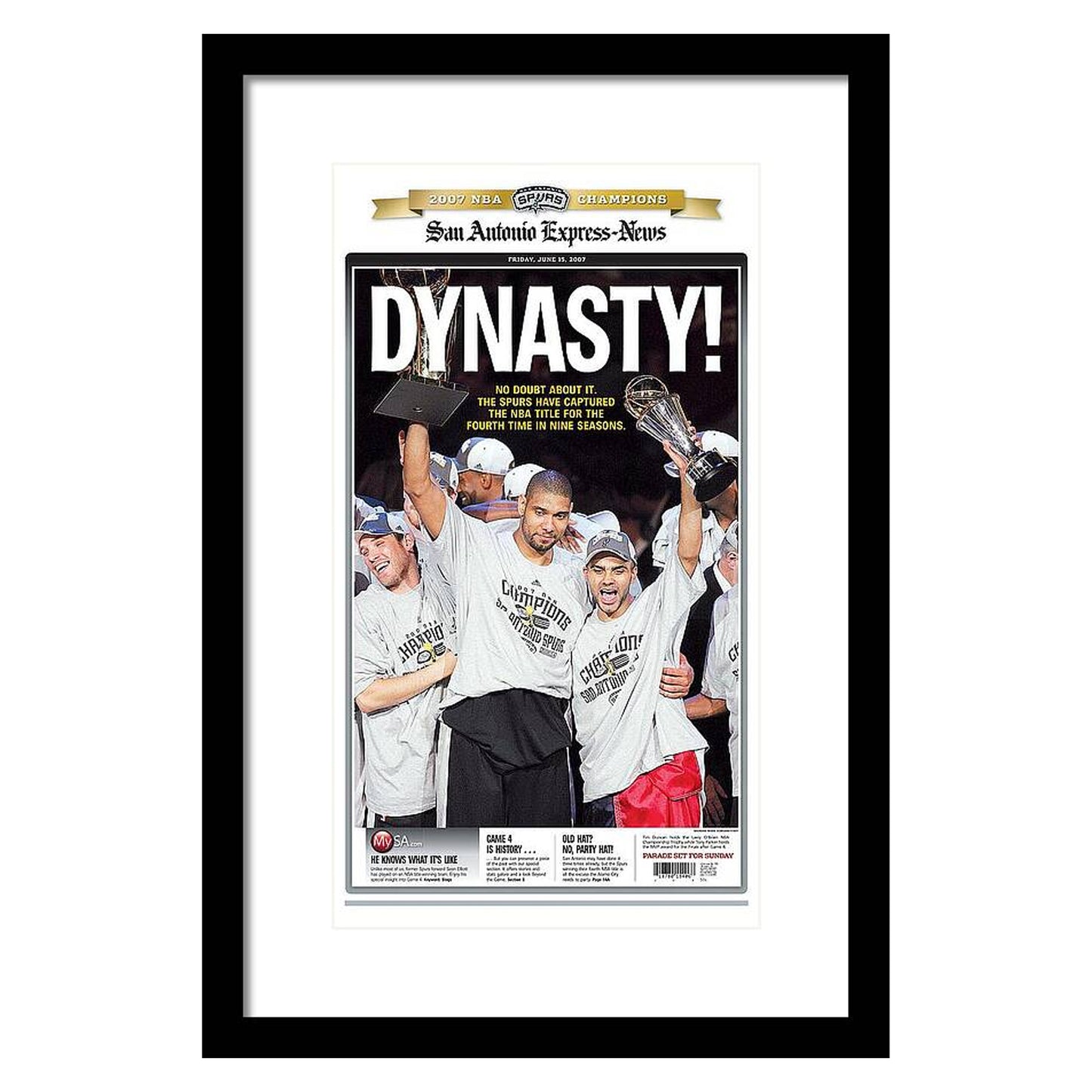 San Antonio Spurs Dynasty NBA Champions 2007 - Framed Print