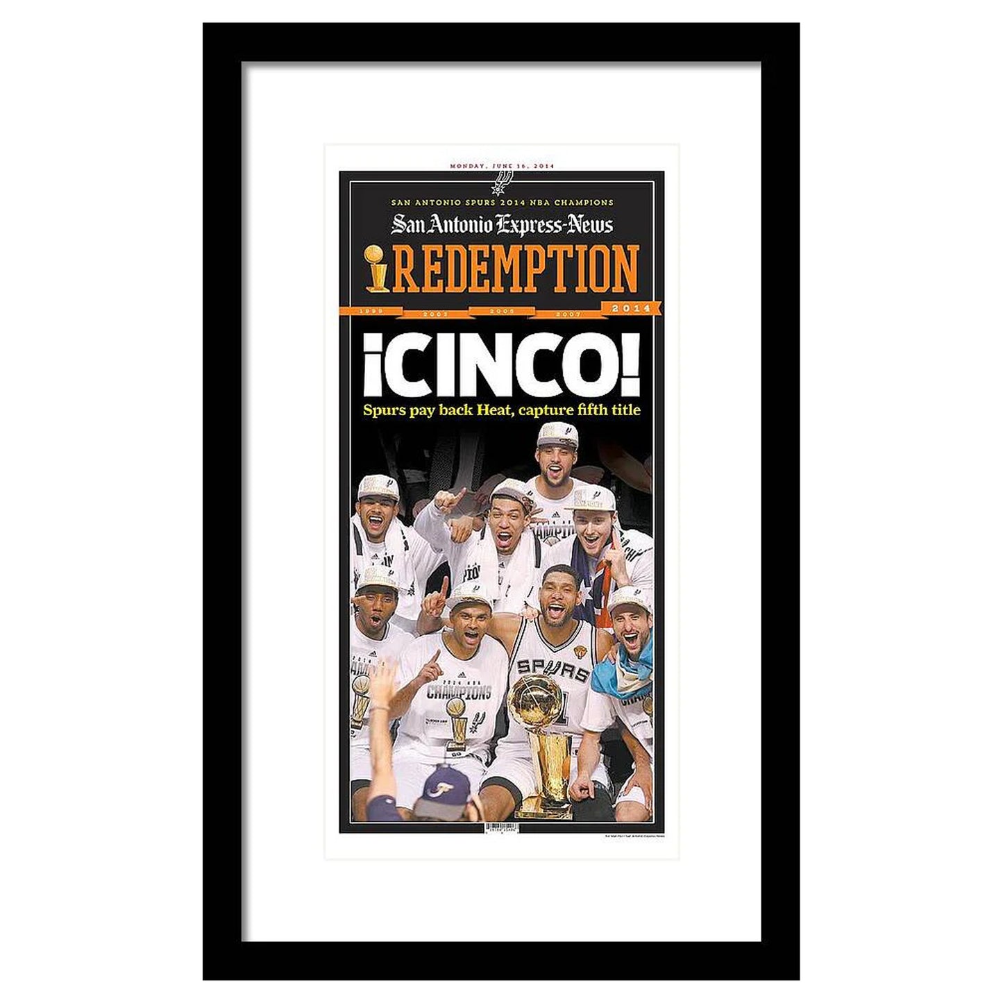 San Antonio Spurs Celebrate Fifth NBA Championship 2014 - Framed Print